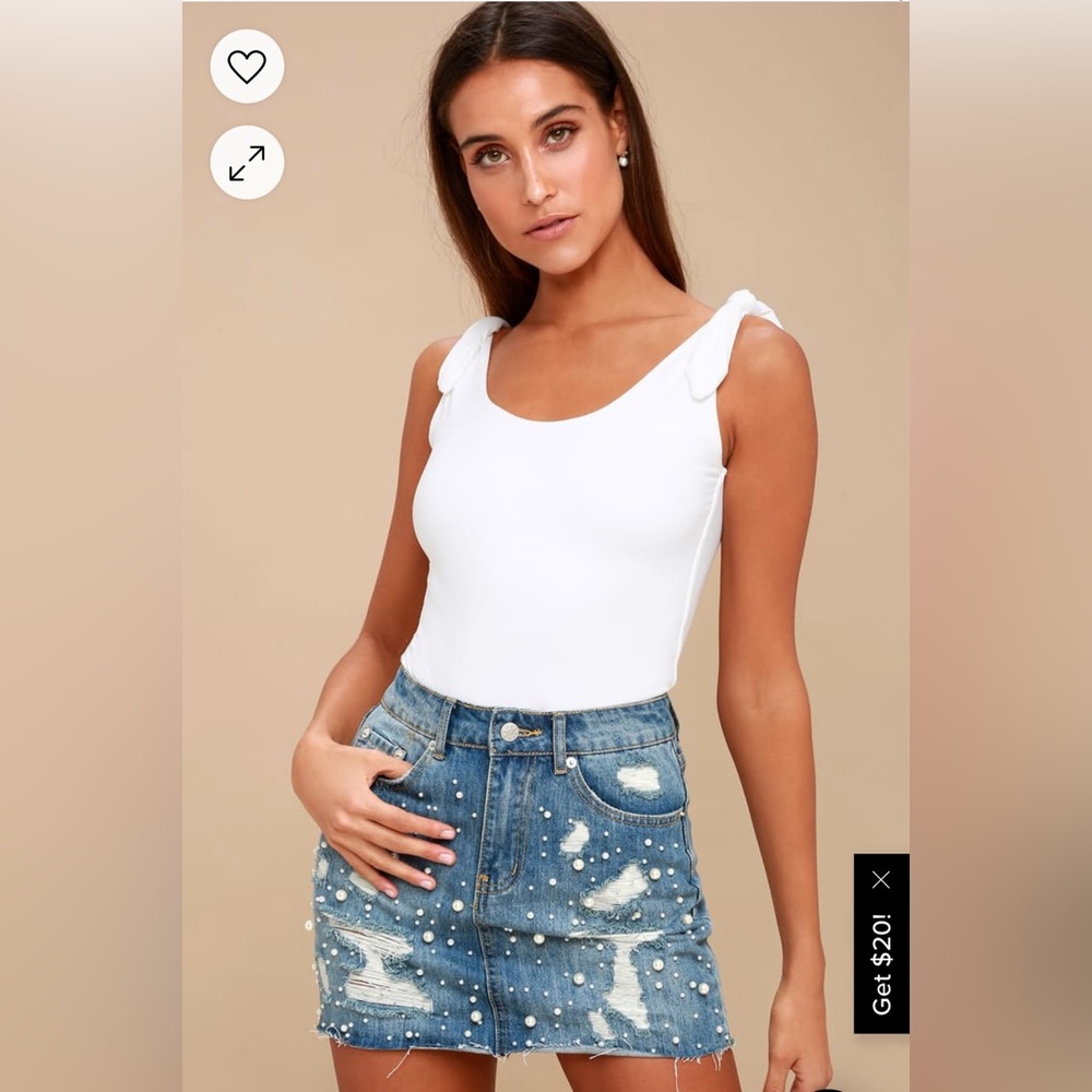Lulus Pretty Pleased White Tie-Strap Bodysuit